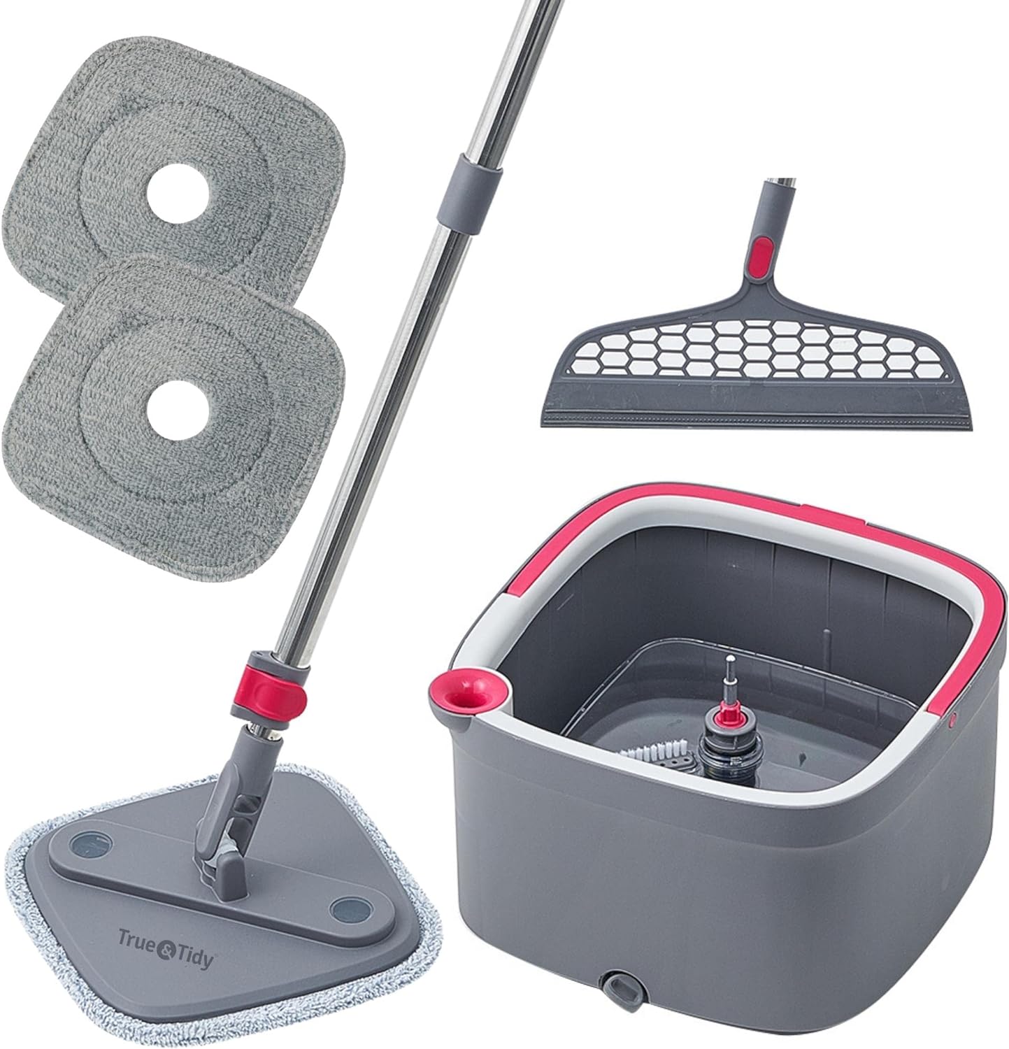 Mop and Bucket, Spin Mop, Dual Compartment Mop Bucket, Cleaning Mop -2 Machine Washable Mop Pads Mop and Bucket, Spin Mop, Dual Compartment Mop Bucket, Cleaning Mop -2 Machine Washable Mop Pads
